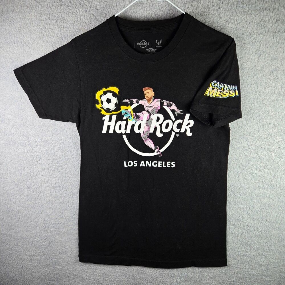 Hard Rock Lionel Messi Soccer T-Shirt Captain Los Angeles Mens S Black